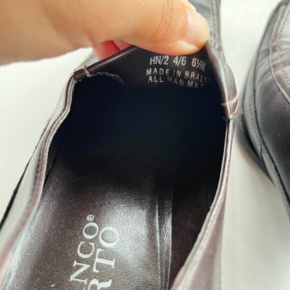 FRANCO SARTO SQUARE TOE CHUNKY HEEL BROWN LEATHER‎ WOMENS SIZE 6.5M PUMPS… - Picture 6 of 8